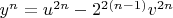 $y^n=u^{2n}-2^{2(n-1)}v^{2n}$