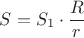 $S=S_1\cdot\dfrac{R}{r}$