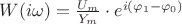 $W(i\omega)=\frac{U_{m}}{Y_{m}}\cdot e^{i(\varphi_{1}-\varphi_{0})}$