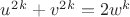 $u^2^k+v^2^k=2w^k$