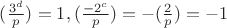 $(\frac{3^d}{p})=1, (\frac{-2^c}{p})=-(\frac{2}{p})=-1$