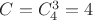 $C = C^3_4 = 4$