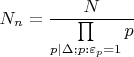 $N_n=\dfrac{N}{\prod\limits_{p|\Delta;p:\varepsilon_p=1}{p}}$