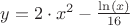 $y=2\cdot x^2-\frac{\ln(x)}{16}$