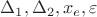 $\Delta_1, \Delta_2, x_{e}, \varepsilon
$