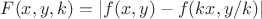 $F(x,y,k) = |f(x,y) - f(kx,y/k)|$