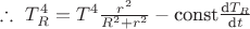 \therefore \text{  }T_R^4 = T^4\tfrac{r^2}{R^2+r^2}  - \text{const}\tfrac{\text{d}T_R}{\text{d}t}$