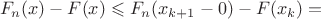 $$F_n(x)-F(x)\leqslant F_n(x_{k+1}-0)-F(x_k) =$$