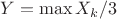 $Y = \max X_k \slash 3$