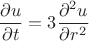 $$\frac{\partial u}{\partial t}=3\frac{\partial^2 u}{\partial r^2}$$