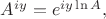 $A^{iy}=e^{iy\ln A},$