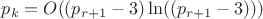 $p_k=O((p_{r+1}-3) \ln ((p_{r+1}-3)))$
