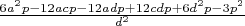 $\frac{6 a^2 p-12 a c p-12 a d p+12 c d p+6 d^2 p-3 p^2}{d^2}$