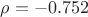 ${\rho}=-0.752$ ${\rho}=-0.752$