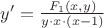 $y'=\frac{F_1(x,y)}{y\cdotp x\cdotp (x-1)}$ $y'=\frac{F_1(x,y)}{y\cdotp x\cdotp (x-1)}$