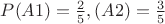 $P(A1) = \frac{2}{5}, Р(A2) = \frac{3}{5}$