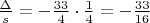 $\frac {\Delta} {s} = - \frac {33} {4} \cdot \frac {1} {4} = - \frac {33} {16}$