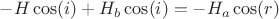$-H\cos(i)+H_b\cos(i) = -H_a\cos(r)$