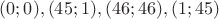 $(0;0), (45;1), (46;46), (1;45)$