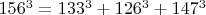$156^3=133^3+126^3+147^3$