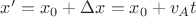$x'=x_0+\Delta x=x_0+v_A t$ $x'=x_0+\Delta x=x_0+v_A t$