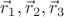 $\vec{r}_1, \vec{r}_2, \vec{r}_3$