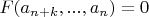 $F(a_{n+k},...,a_n) = 0$