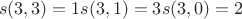 $$ \eqalign{ & s(3,3) = 1 \cr & s(3,1) = 3 \cr & s(3,0) = 2 \cr} $$