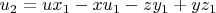 $u_2=ux_1-xu_1-zy_1+yz_1$