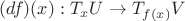 $(df)(x):T_xU\to T_{f(x)}V$