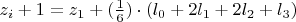 $z_i+1=z_1+(\frac16)\cdot(l_0+2l_1+2l_2+l_3)$