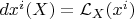 $dx^i(X)=\mathcal{L}_X(x^i)$