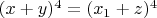 $(x+y)^4=(x_1+z)^4$