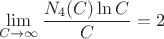 $$\lim_{C\to \infty }\frac{N_4(C)\ln C}{C}=2$$