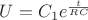 $U = C_1 e^{\frac{t}{RC}}$