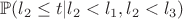 $\mathbb{P}(l_2\leq t | l_2<l_1,l_2<l_3)$