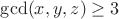 $\gcd(x,y,z) \ge 3$
