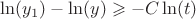 $\ln(y_1)-\ln(y)\geqslant -C\ln(t)$