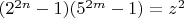 $(2^{2n}-1)(5^{2m}-1)=z^2$