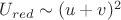 $U_{red}\sim (u+v)^2$