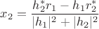 $x_2=\dfrac{h_2^*r_1-h_1 r_2^*}{|h_1|^2+|h_2|^2}$