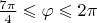 $\frac{7\pi}{4} \leqslant \varphi \leqslant 2 \pi$