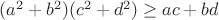 $(a^2+b^2)(c^2+d^2) \geq ac+bd$