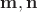 $\mathbf m,\mathbf n$