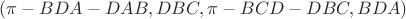 $ (\pi-BDA-DAB, DBC, \pi-BCD-DBC , BDA)$