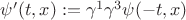 $\psi'(t,x):=\gamma^1\gamma^3\psi(-t,x)$ $\psi'(t,x):=\gamma^1\gamma^3\psi(-t,x)$