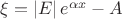 $\[\xi  = \left| E \right|{e^{\alpha x}} - A\]$