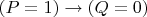 $(P=1)\to (Q=0)$
