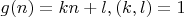 $g(n)=kn+l, (k,l)=1$