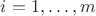 $i=1,\hdots,m$